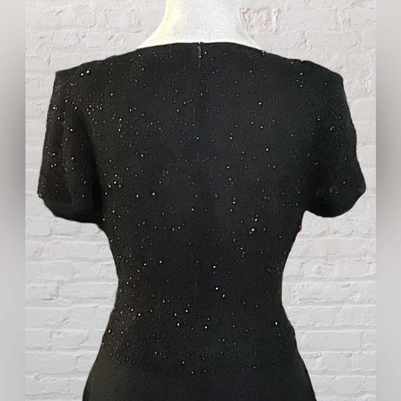 Bieff Basix VTG 100% Silk Hand Beaded Fit & Flare Cocktail Event Dress Sz 12 - Picture 5 of 7